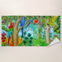 Macaw Parrot Oerwoud Beach Towel