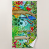 Macaw Parrot Oerwoud Beach Towel Strandlaken (Voorkant)
