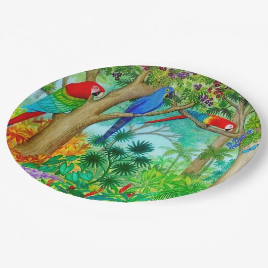 Macaw Parrot Oerwoud Bord (Gekanteld)