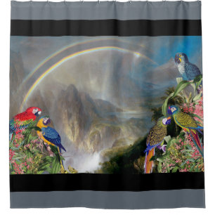 Macaw Parrot Oerwoud Waterfall Showgordijn Douchegordijn