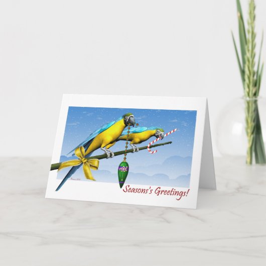 Macaw Parrot Ornamenten Season's Greetings Kaart (Voorkant)