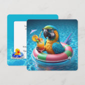 Macaw Parrot Pool Party Kaart (Voorkant / Achterkant)