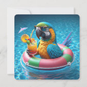 Macaw Parrot Pool Party Kaart (Voorkant)