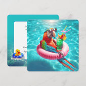 Macaw Parrot Pool Party Kaart (Voorkant / Achterkant)