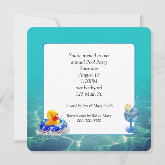 Macaw Parrot Pool Party Kaart (Achterkant)