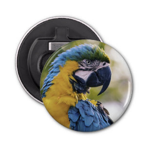 Macaw Parrot Profiel Portret Foto Button Flesopener