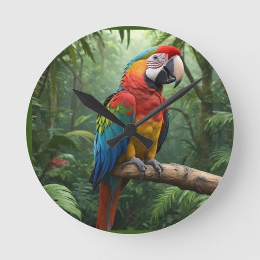 Macaw Parrot Ronde Klok (Voorkant)
