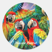 Macaw Parrot Ronde Sticker (Voorkant)