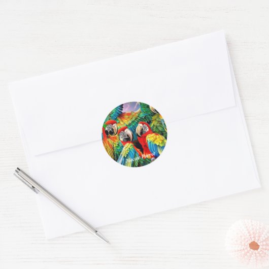 Macaw Parrot Ronde Sticker (Envelop)