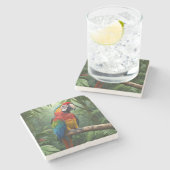 Macaw Parrot Stenen Onderzetter (Zijkant)