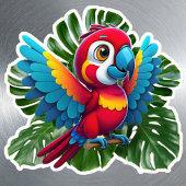 Macaw Parrot Tropical Bird, Monstera loof 🦜 Sticker