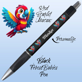 Macaw Parrot, Tropical Bird Safari Animal Black 🦜 Pen