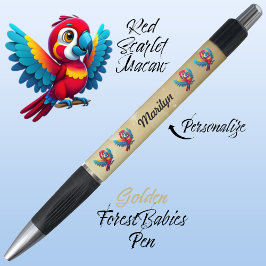 Macaw Parrot, Tropical Bird Safari Animal Gold 🦜 Pen