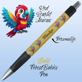 Macaw Parrot, Tropical Bird Safari Animal Gold 🦜 Pen