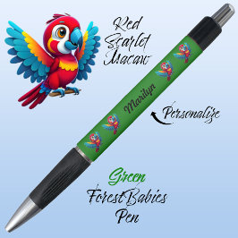 Macaw Parrot, Tropical Bird Safari Animal Green 🦜 Pen