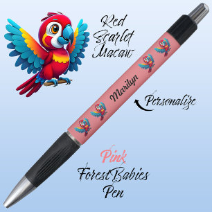 Macaw Parrot, Tropical Bird Safari Animal Pink 🦜 Pen