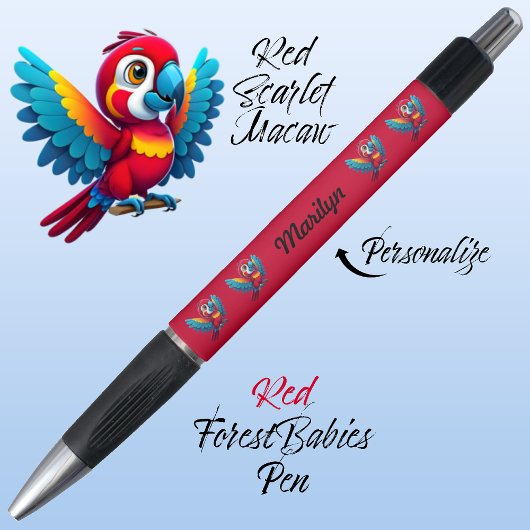Macaw Parrot, Tropical Bird Safari Animal Red 🦜 Pen