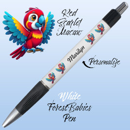 Macaw Parrot, Tropical Bird Safari Animal White 🦜 Pen
