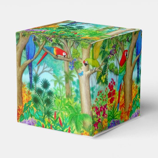 Macaw Parrot Tropisch Oerwoud Favor Cadeaudoos Bedankdoosjes (Achterkant)