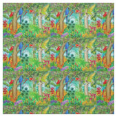 Macaw Parrot. Tropisch Oerwoud gecomprimeerd katoe Stof (Swatch)