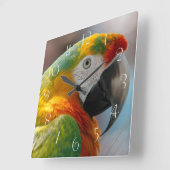 Macaw Parrot Vierkante Klok (Hoek)