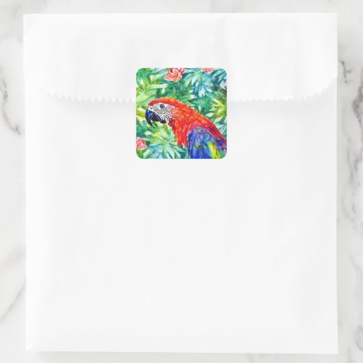 Macaw Parrot Vierkante Sticker (Tas)