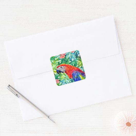 Macaw Parrot Vierkante Sticker (Envelop)