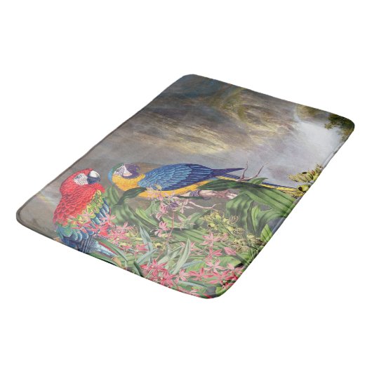 Macaw Parrot Vogels Wilde watervallen Bathmat Badmat (Gekanteld)