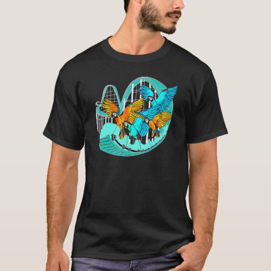 Macaw Parrot Vogelsleerling Onderzetter Amusement T-shirt (Voorkant)