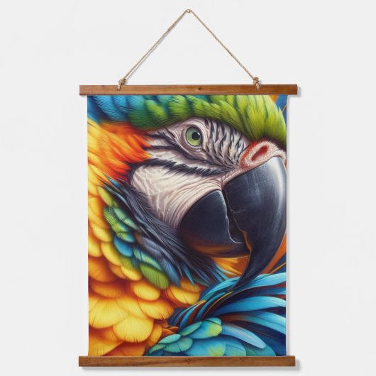 Macaw Parrot Wood Topped Wall Tapestry Hangend Wandkleed (Voorkant)
