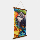 Macaw Parrot Wood Topped Wall Tapestry Hangend Wandkleed (Gebogen)
