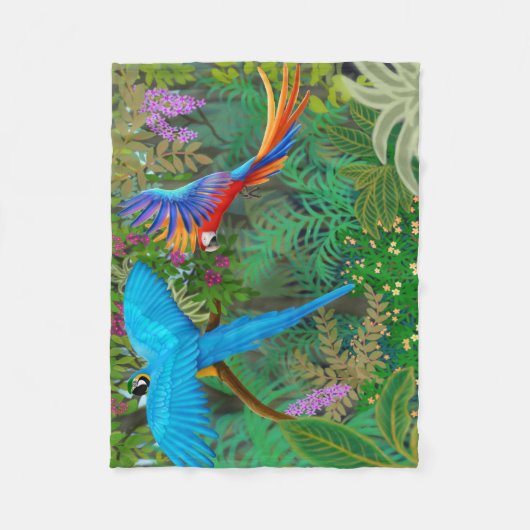 Macaw Parrots in Oerwoud Fleece Blanket (Voorkant)