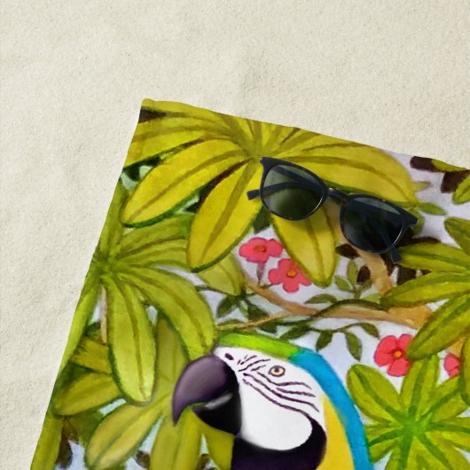 Macaw Parrots Tropical Birds Beach Towel Strandlaken (In situ)