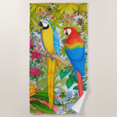 Macaw Parrots Tropical Birds Beach Towel Strandlaken (Voorkant)