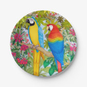 Macaw Parrots Tropische Vogelpapieren Borden Papieren Bordje (Voorkant)