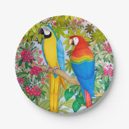 Macaw Parrots Tropische Vogelpapieren Borden Papieren Bordje