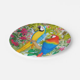 Macaw Parrots Tropische Vogelpapieren Borden Papieren Bordje