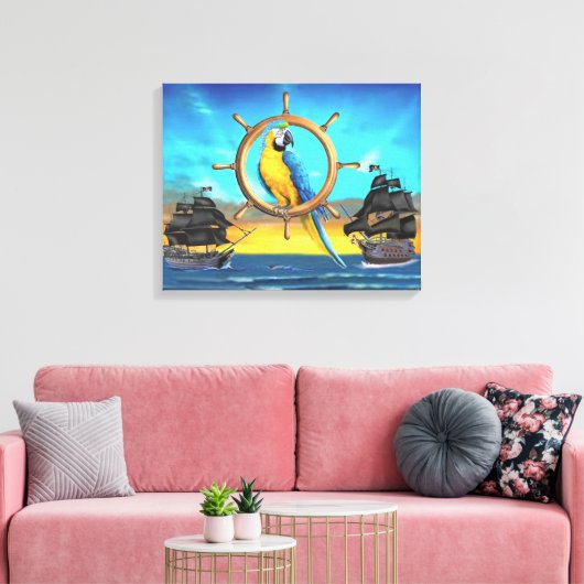 MaCaw Pirate Parrot Canvas Afdruk (Insitu (Woonkamer))