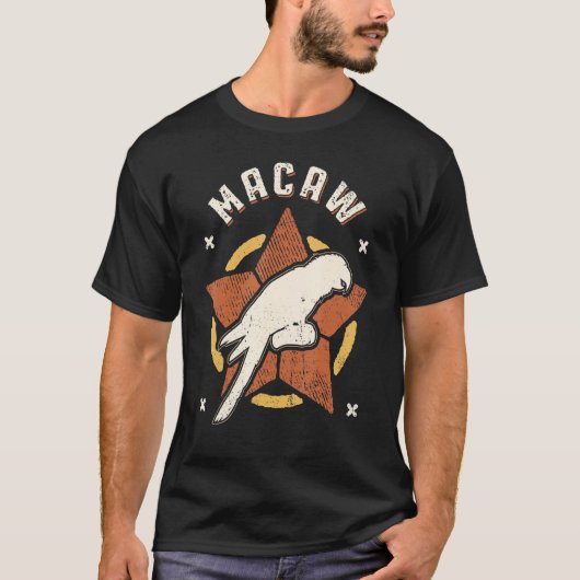 Macaw Retro Klassiek Dier T-shirt (Voorkant)