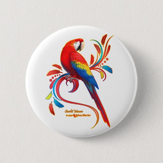 Macaw-Scarlet Ronde Button 5,7 Cm (Voorkant)