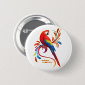 Macaw-Scarlet Ronde Button 5,7 Cm (Voorkant /achterkant)