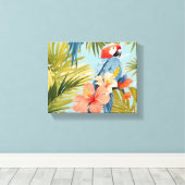 Macaw Tropical Solitude Canvas Afdruk (Insitu (Houten vloer))