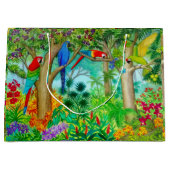 Macaw Tropisch Oerwoud Gift Bag Groot Cadeauzakje (Voorkant)
