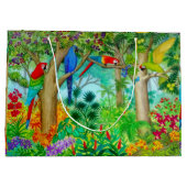 Macaw Tropisch Oerwoud Gift Bag Groot Cadeauzakje (Achterkant)