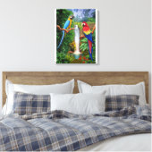 MACAW TROPISCHE PAPEGAAIEN CANVAS AFDRUK (Insitu (Slaapkamer))