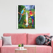 MACAW TROPISCHE PAPEGAAIEN CANVAS AFDRUK (Insitu (Woonkamer))
