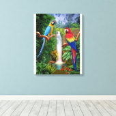 MACAW TROPISCHE PAPEGAAIEN CANVAS AFDRUK (Insitu (Houten vloer))