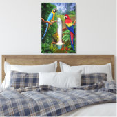 MACAW TROPISCHE PAPEGAAIEN CANVAS AFDRUK (Insitu (Slaapkamer))