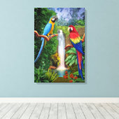 MACAW TROPISCHE PAPEGAAIEN CANVAS AFDRUK (Insitu (Houten vloer))