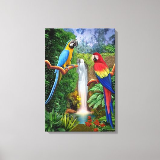 MACAW TROPISCHE PAPEGAAIEN CANVAS AFDRUK (Voorkant)